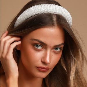 Beaded white headband